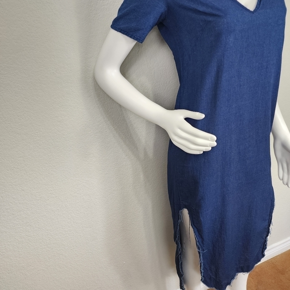 Zara Trafaluc Blue Denim Shirt Sleeve Dress Size XS - Picture 6 of 14